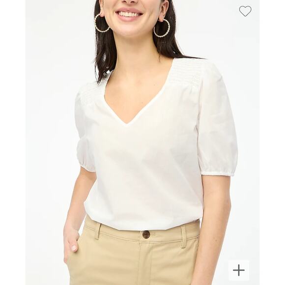 NWT J Crew Short-sleeve V-neck top White Size XS Retail $79.50 - Picture 2 of 7